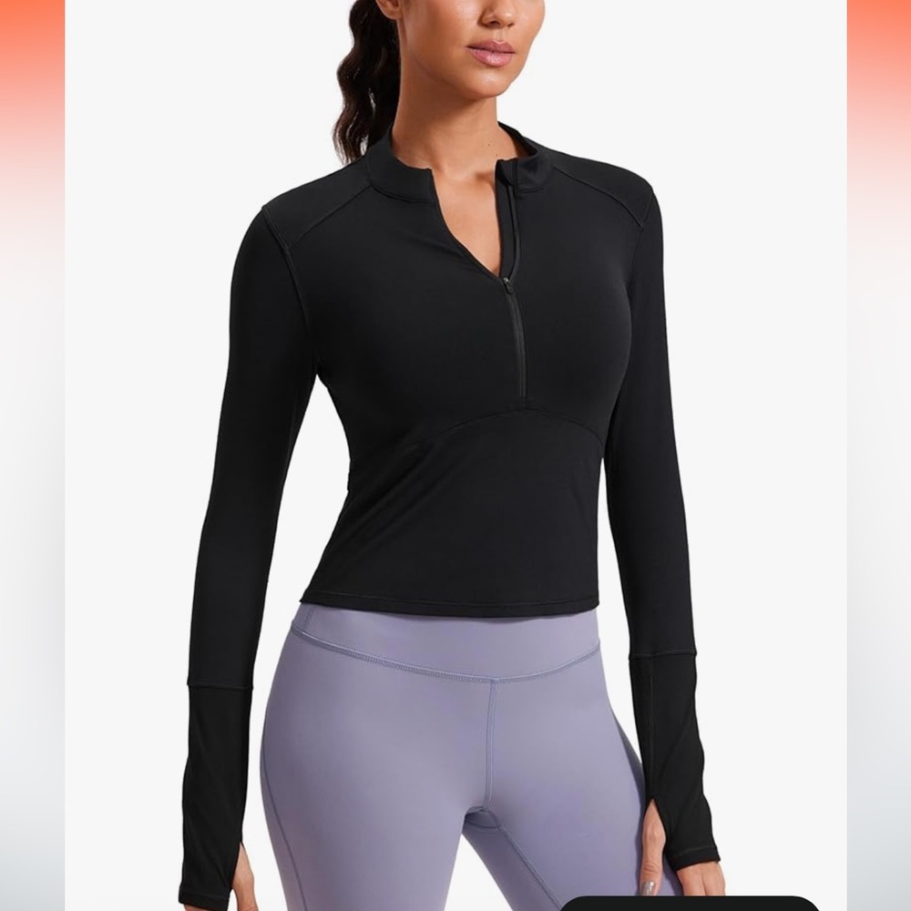 CRZ YOGA Black Long Sleeve Women's Half Quarter Zip